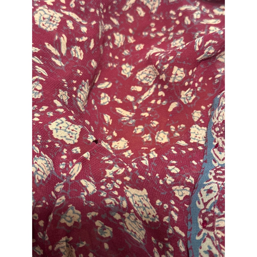 Lucky Brand Magenta Floral Split Neck Long Sleeve Peasant Blouse XL - Picture 4 of 4
